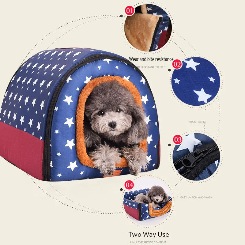 Star Print Foldable Pet Bed