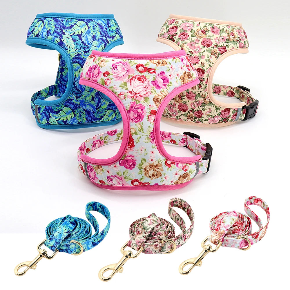 Floral Padded Dog Harness