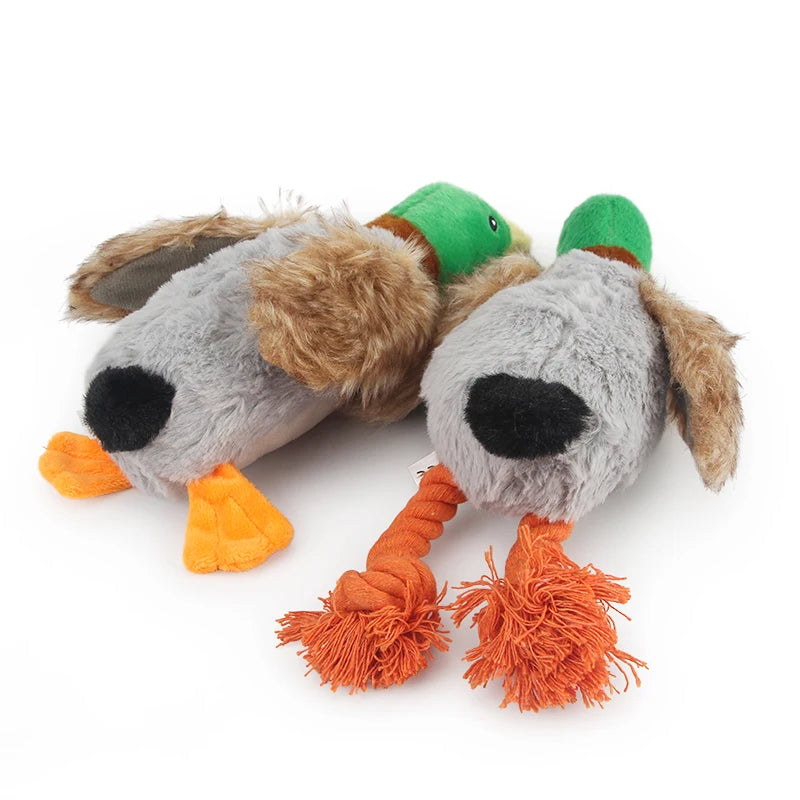 Plush Duck Rope Squeaker