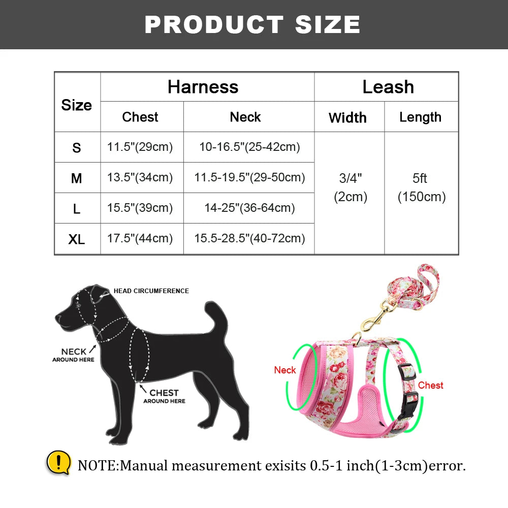Floral Padded Dog Harness