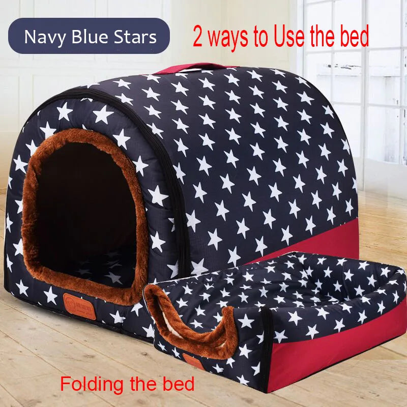 Star Print Foldable Pet Bed