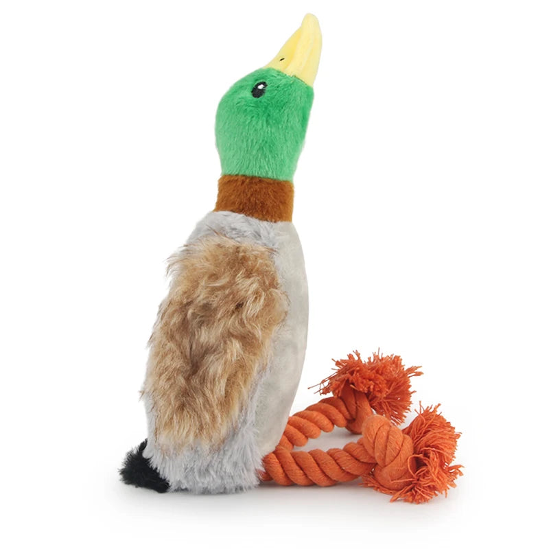 Plush Duck Rope Squeaker