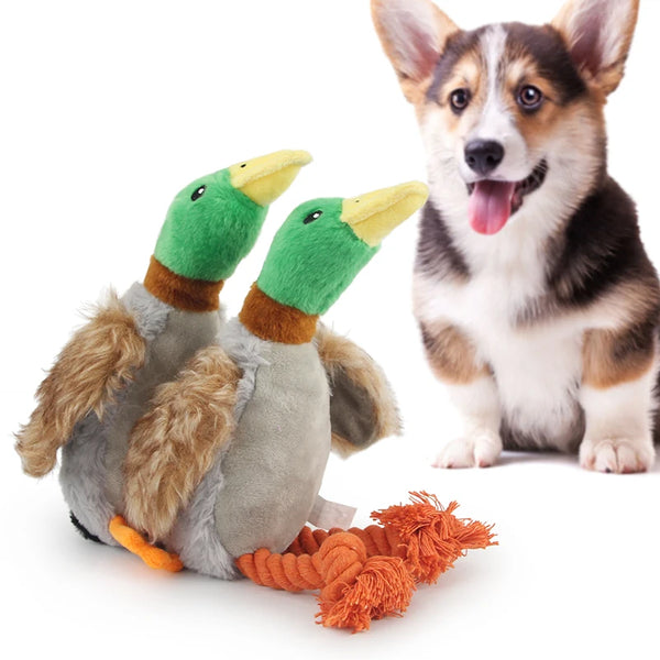 Plush Duck Rope Squeaker