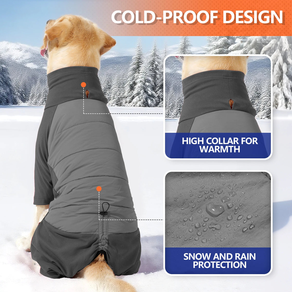 Fullbody Windproof Dog Snowsuit
