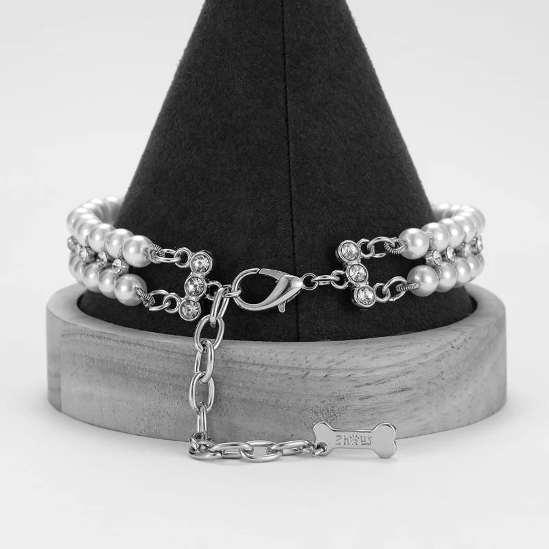 Jeweled Pearl Pet Collar