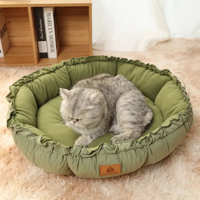 Round Cotton Pet Basket Bed