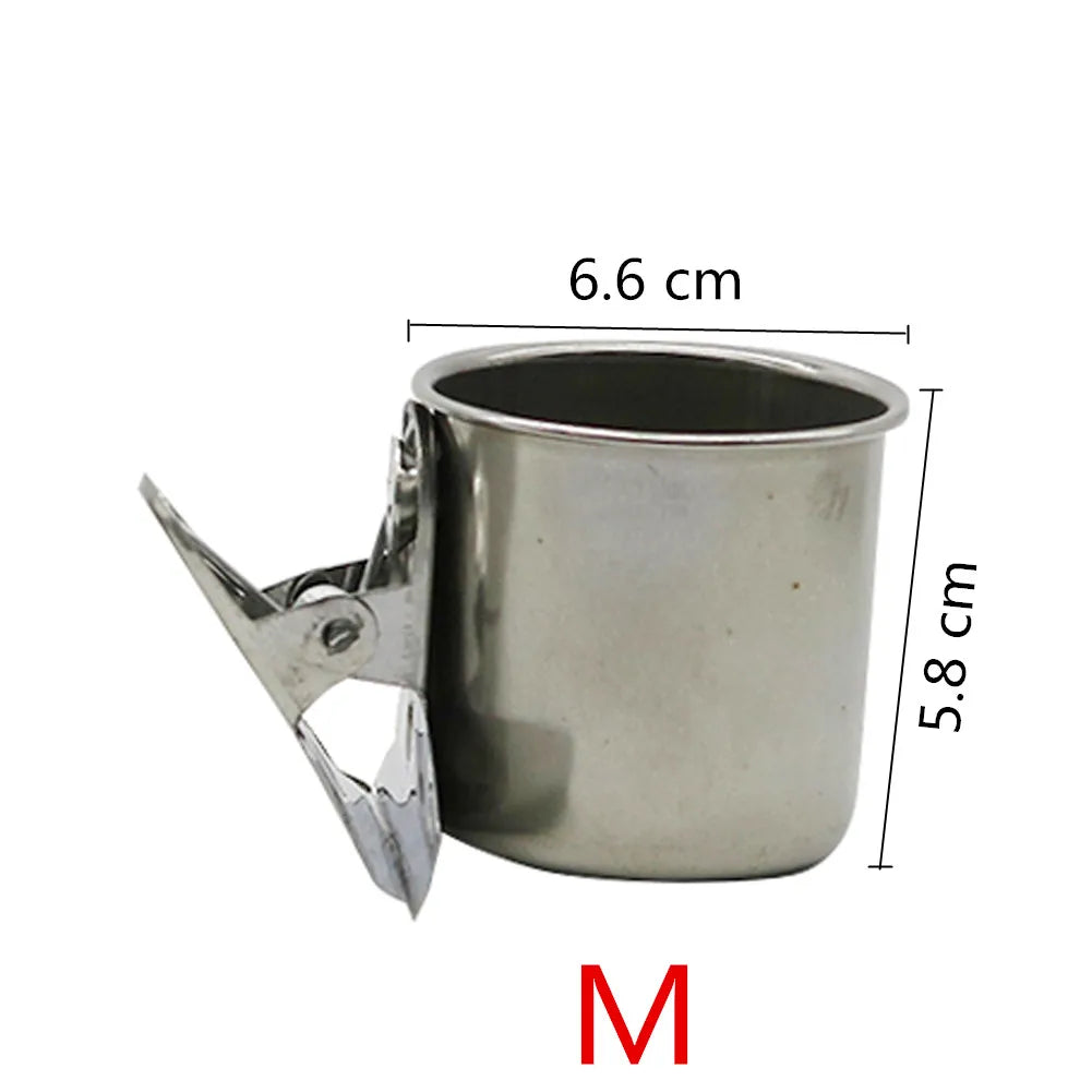 Stainless Clip Bird Feeding Cup