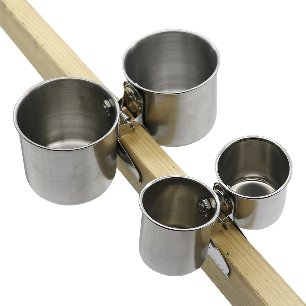 Stainless Clip Bird Feeding Cup