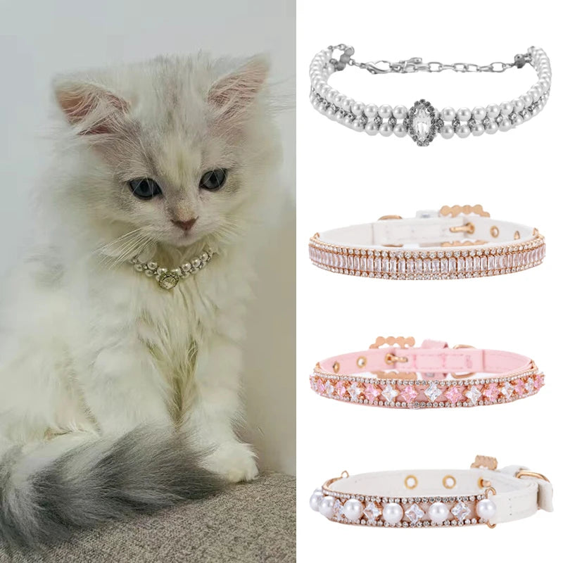 Jeweled Pearl Pet Collar