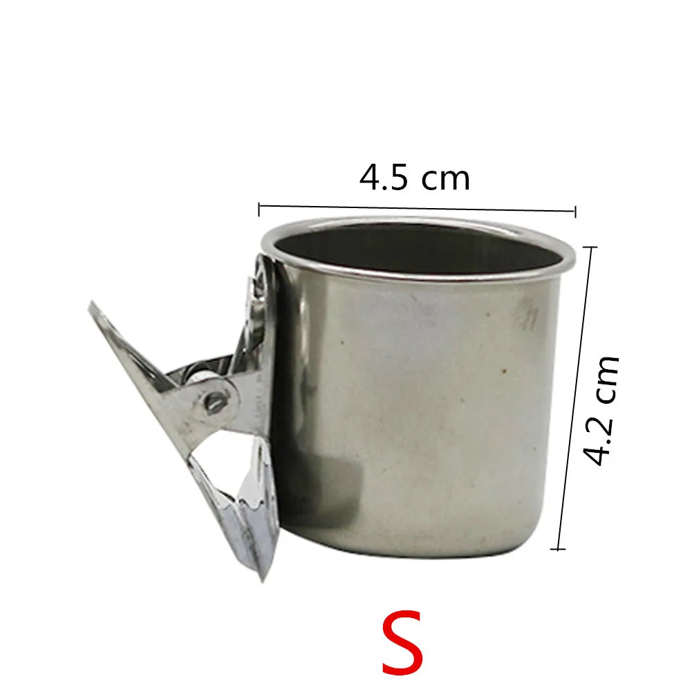 Stainless Clip Bird Feeding Cup