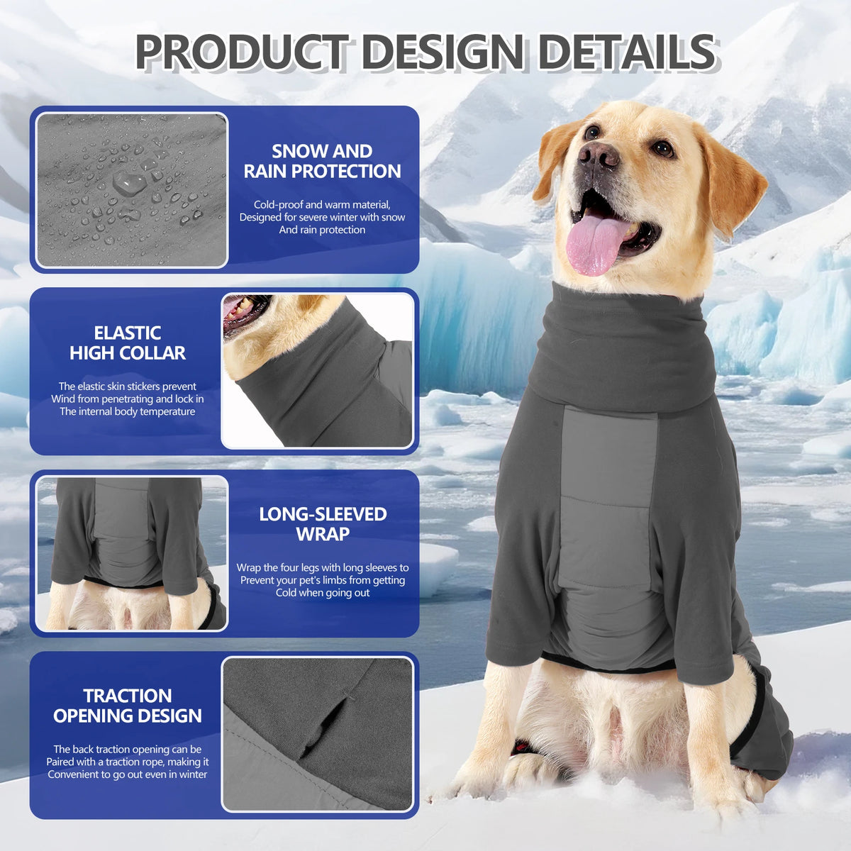Fullbody Windproof Dog Snowsuit