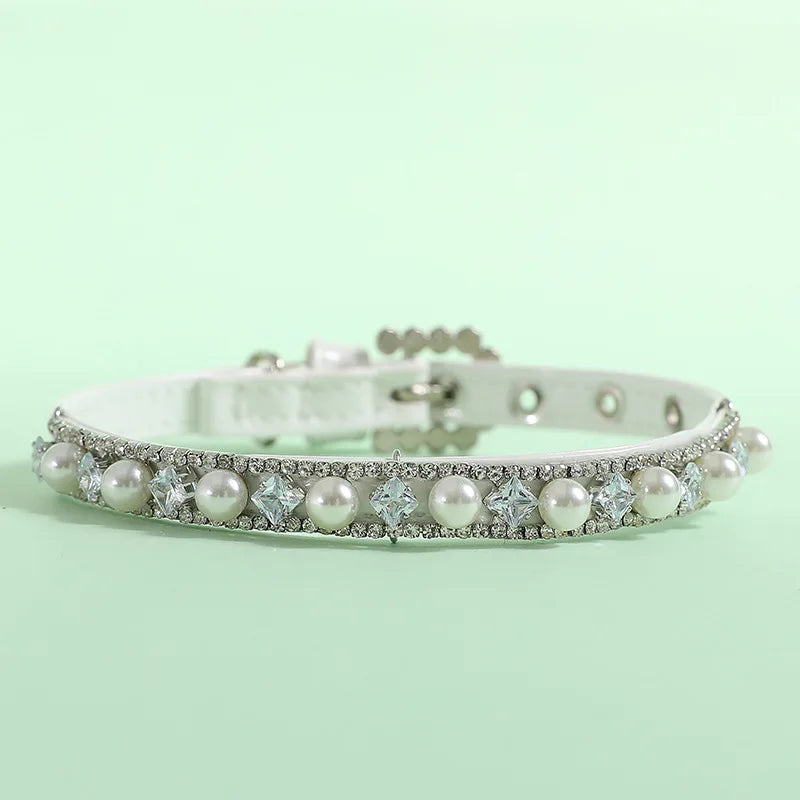 Jeweled Pearl Pet Collar