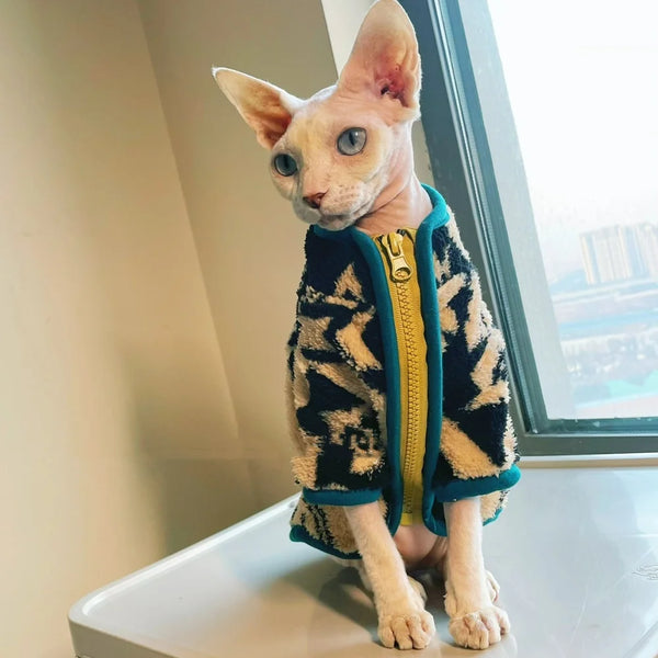 Velvet Zip Cat Sweater