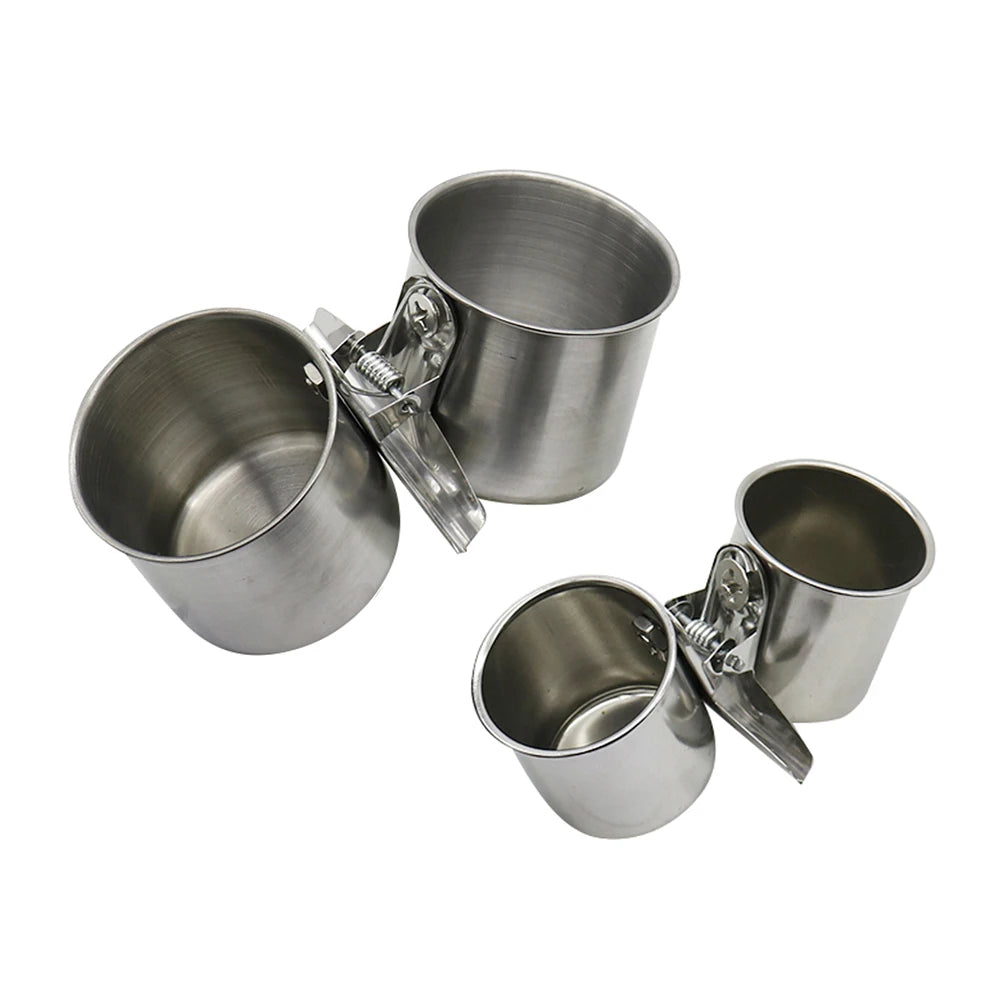 Stainless Clip Bird Feeding Cup
