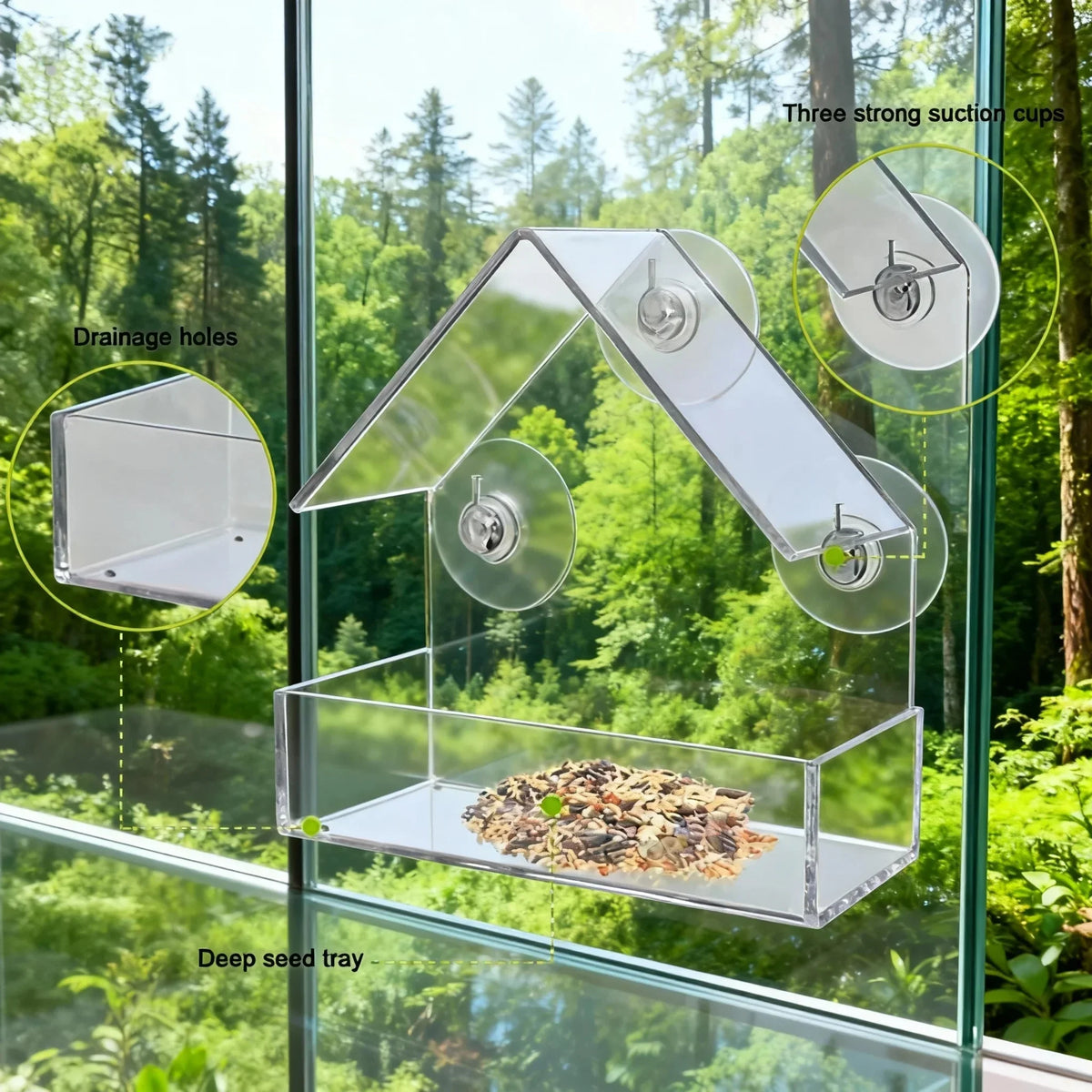 Clear Suction Window Bird Feeder