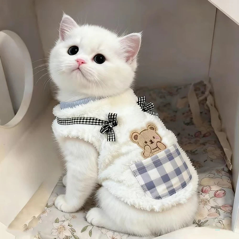 Plaid Fleece Cat Vest