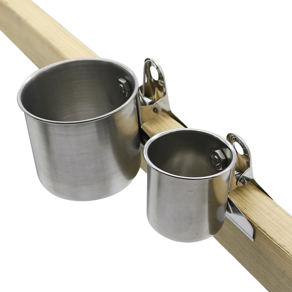 Stainless Clip Bird Feeding Cup