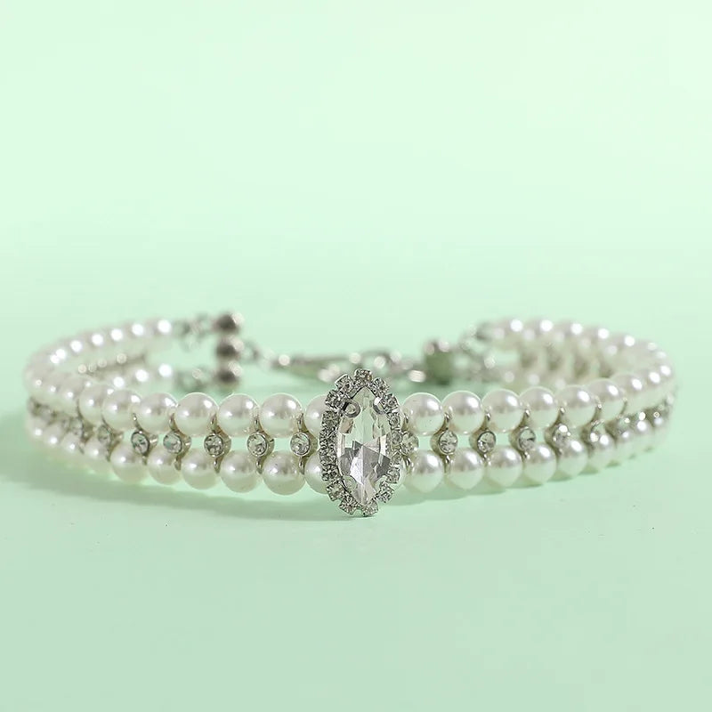 Jeweled Pearl Pet Collar