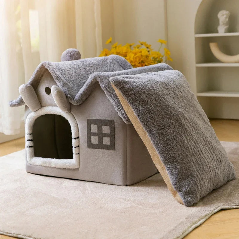 Foldable Fleece Cave Bed